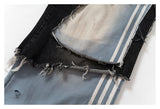 DAXUEN charcoal and light blue distressed wide-leg pants