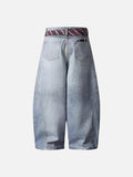 Distressed light blue baggy denim jeans