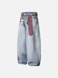 Distressed light blue baggy denim jeans