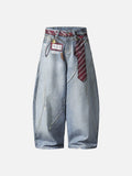 Distressed light blue baggy denim jeans