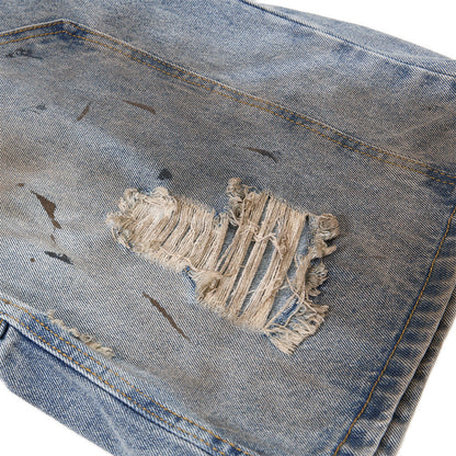 Distressed Blue Denim Utility Short