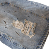 Distressed Light Blue Denim Utility Short
