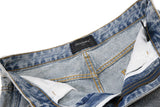 Distressed Blue Denim Utility Short