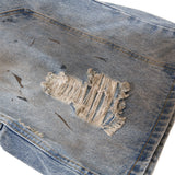 Distressed Blue Denim Utility Short