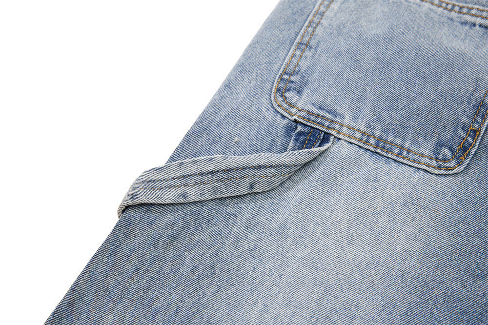 Distressed Blue Denim Utility Short