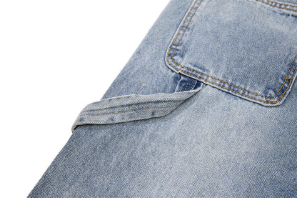 Distressed Light Blue Denim Utility Short