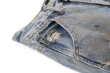 Distressed Blue Denim Utility Short
