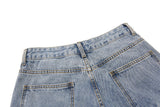 Distressed Blue Denim Utility Short