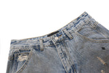 Distressed Light Blue Denim Utility Short