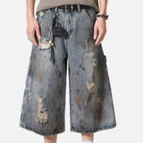 DAXUEN light blue distressed denim utility shorts