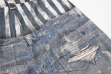 DAXUEN light blue distressed star graphic denim pants