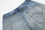 DAXUEN medium blue distressed wide-leg denim culottes