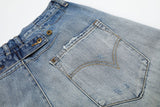 DAXUEN medium blue distressed wide-leg denim culottes