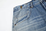 DAXUEN medium blue distressed wide-leg denim culottes