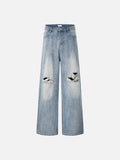DAXUEN light blue distressed wide-leg denim jeans