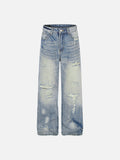 DAXUEN light blue distressed wide-leg denim jeans