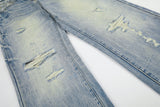 DAXUEN light blue distressed wide-leg denim jeans