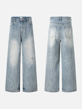 DAXUEN Distressed light blue wide leg denim jeans