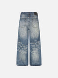 DAXUEN faded medium blue distressed wide-leg denim jeans