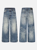 DAXUEN faded medium blue distressed wide-leg denim jeans
