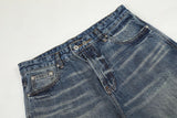 DAXUEN faded medium blue distressed wide-leg denim jeans