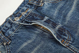 DAXUEN faded medium blue distressed wide-leg denim jeans
