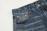 DAXUEN faded medium blue distressed wide-leg denim jeans