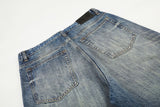 DAXUEN faded medium blue distressed wide-leg denim jeans