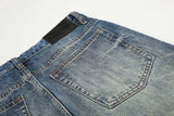 DAXUEN faded medium blue distressed wide-leg denim jeans