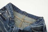 DAXUEN faded medium blue distressed wide-leg denim jeans