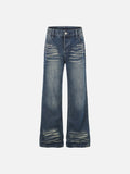 DAXUEN medium wash distressed wide-leg jeans with studs