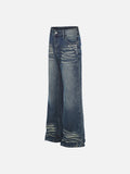 DAXUEN medium wash distressed wide-leg jeans with studs