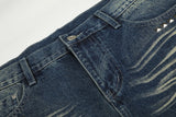 DAXUEN medium wash distressed wide-leg jeans with studs