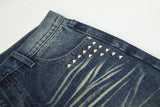 DAXUEN medium wash distressed wide-leg jeans with studs