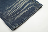 DAXUEN medium wash distressed wide-leg jeans with studs