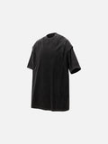 DAXUEN faded black and olive green distressed mock neck t-shirt