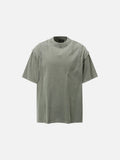 DAXUEN faded black and olive green distressed mock neck t-shirt