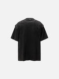 DAXUEN faded black and olive green distressed mock neck t-shirt