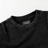 DAXUEN faded black and olive green distressed mock neck t-shirt
