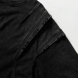 DAXUEN faded black and olive green distressed mock neck t-shirt