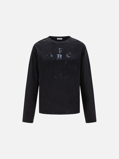 DAXUEN washed black oversized distressed multi-font graphic sweatshirt