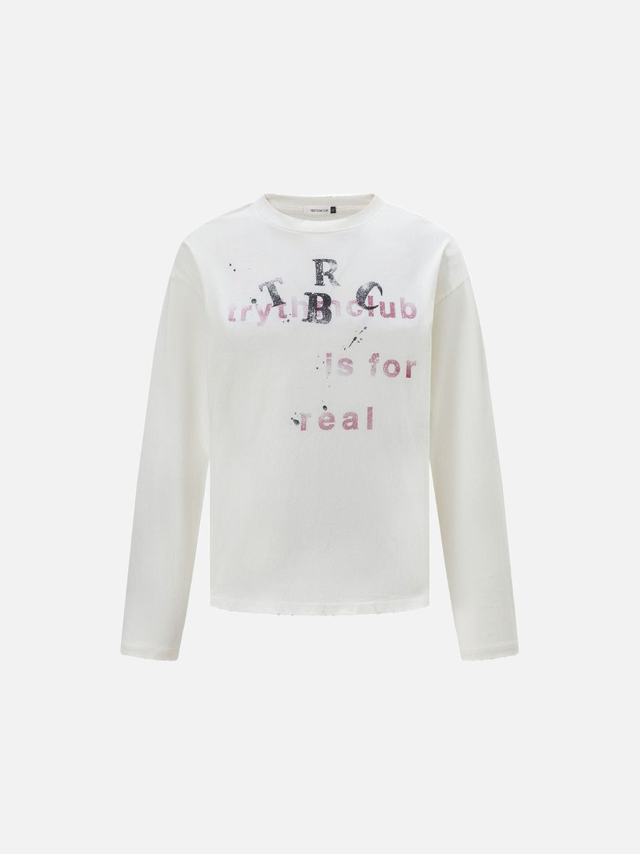 DAXUEN washed black oversized distressed multi-font graphic sweatshirt
