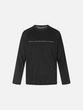 DAXUEN black long sleeve distressed musical-note graphic top