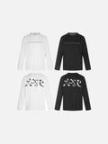 DAXUEN black long sleeve distressed musical-note graphic top