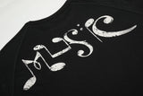 DAXUEN black long sleeve distressed musical-note graphic top
