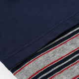 DAXUEN navy layered look long-sleeve t-shirt with distressed graphics