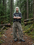 DAXUEN faded blue-grey oversized 'NOT TODAY DEVIL' graphic tee — model photo