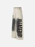DAXUEN light beige distressed number 10 wide-leg pants