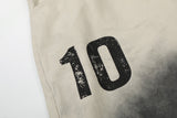 DAXUEN light beige distressed number 10 wide-leg pants