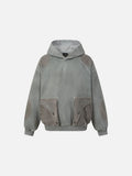 DAXUEN faded olive green distressed waffle knit hoodie